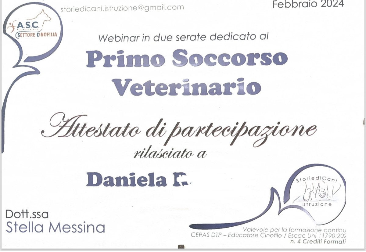 Primo Soccorso Veterinario – A.S.C. Settore Cinofilia